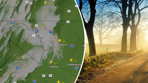 Fog impacting the Appalachian Mountains.