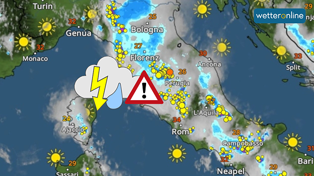 WetterRadar für Italien von Dienstagnachmittag