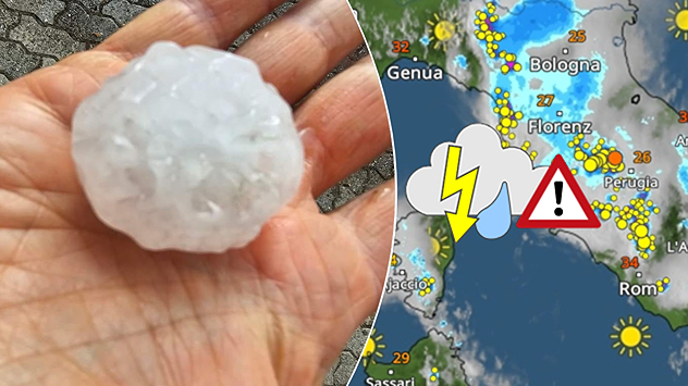 Großer Hagel in der Toskana und WetterRadar für Italien