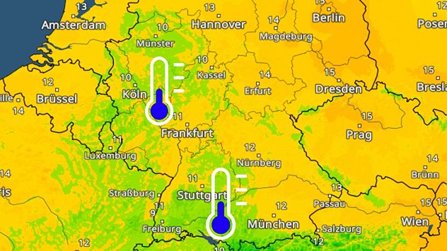 TemperaturRadar zeigt einstellige Werte am Donnerstagmorgen