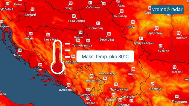 Maksimalna temperatura u utorak