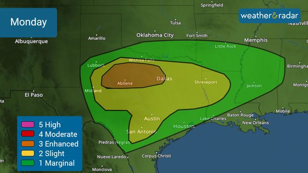 Monday's severe threat