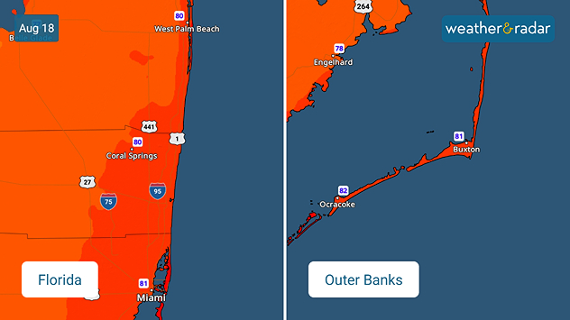 Miami-like lows creeping northward into the North Carolina Outer Banks.