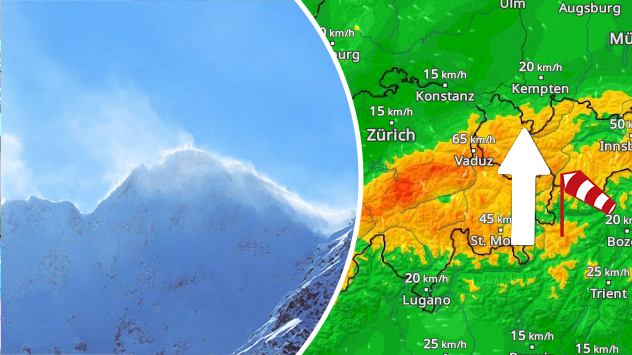 Berge mit Schneefahnen