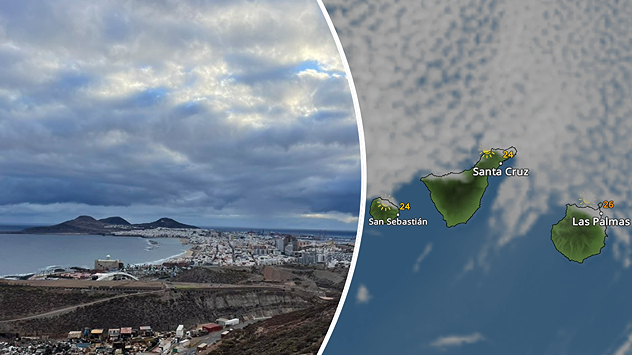 En las islas Canarias, cuando soplan los alisios, suele aparecer la panza de burro, visible desde nuestro radar.