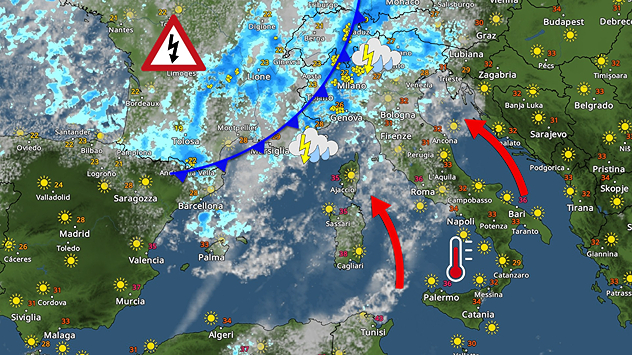 Prefrontale bollente al sud Italia con temperature prossime ai +40°C