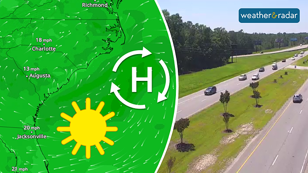 High pressure dominates much of the eastern U.S., keeping things sunny and cloudless.