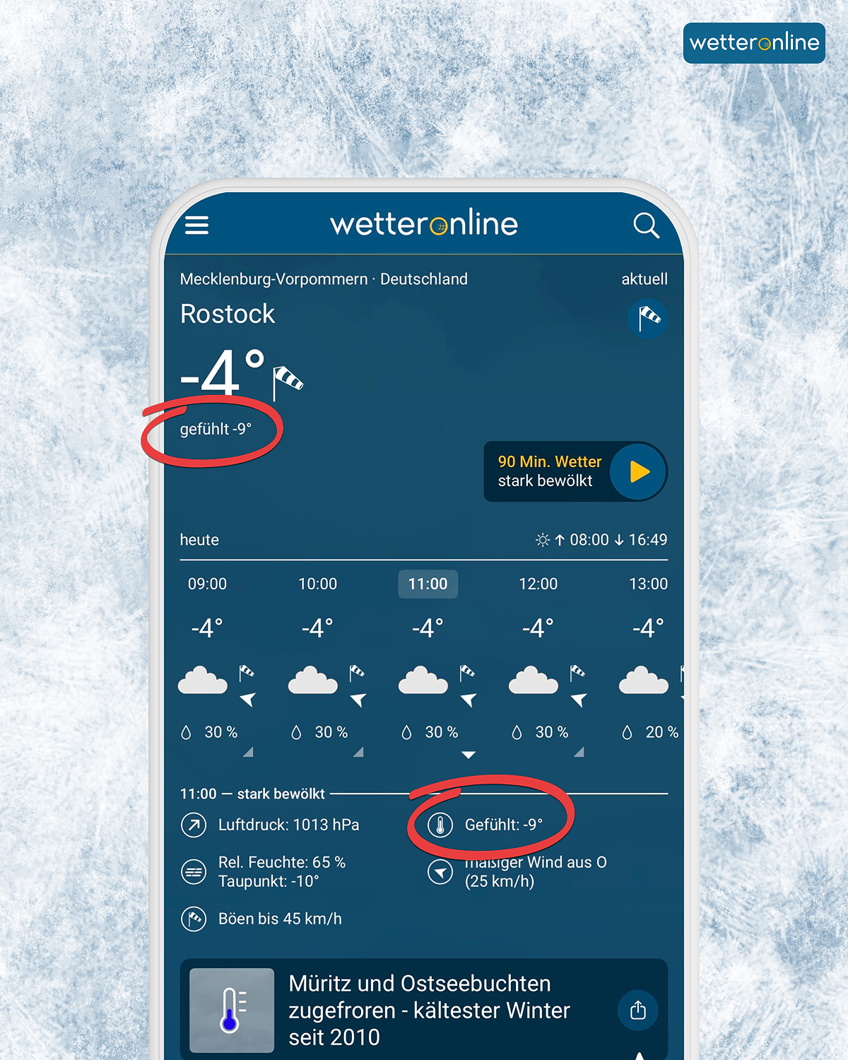 Gefühlte Temperatur in der WetterOnline App