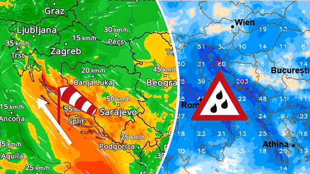 Obilnija kiša na Jadranu, zapadu i jugu regije