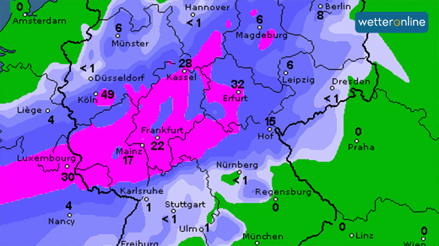 In einem breiten Streifen vom Saarland bis zur Landesmitte sind am Samstag große Regensummen zusammengekommen. 