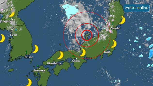 Karte mit Epizentrum des Erdbebens