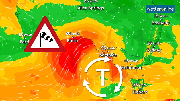 WindRadar zeigt Sturm an der Südküste Australiens
