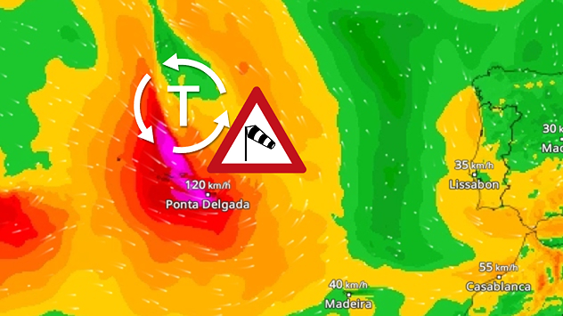 Auf den Azoren gibt es heute Sturm.