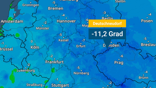 TemperaturRadar von Dienstagmorgen