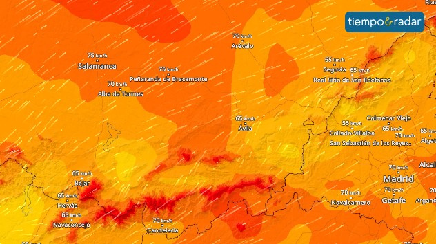 En el radar de viento se observaron rachas de viento intensas, que puntualmente se acercaron a los 90 kilómetros por hora. 