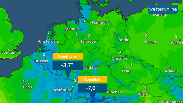 TemperaturRadar: So kalt war es am Freitagmorgen kurz vor Sonnenaufgang.
