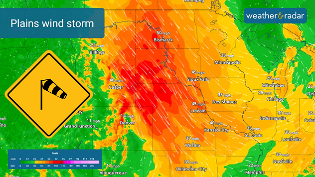 Plains wind storm on the WindRadar.