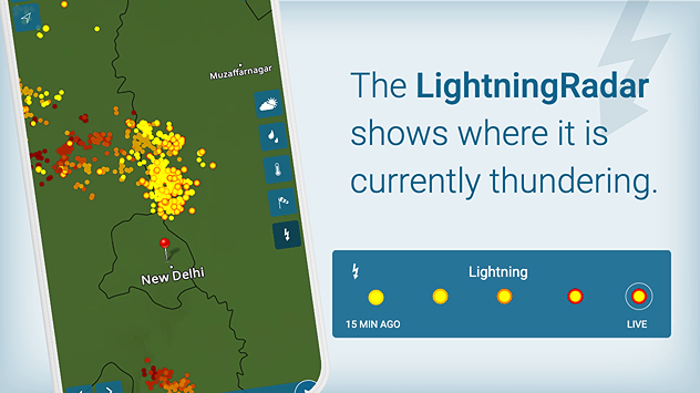 Real-time lightning radar map showing lightning strikes and thunderstorms in your area for accurate storm tracking and weather alerts.
