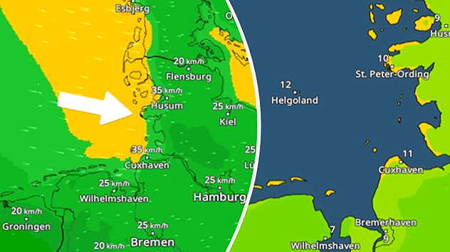 WindRadar und TemperaturRadar von Montagmorgen