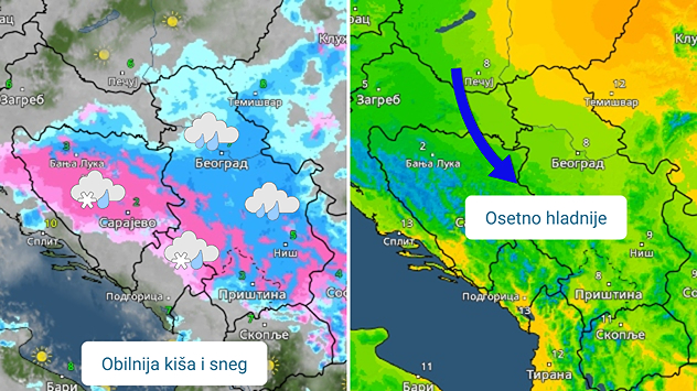Hladnije sa kišom i snegom