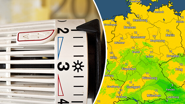 Links: Ein Thermostat. Rechts: Das TemperaturRadar von Mittwoch.