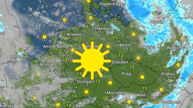 WetterRadar: Vorhersage für Dienstag.