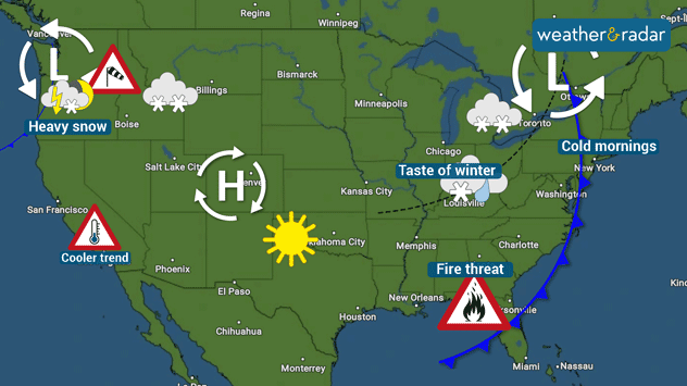A taste of winter for parts of the east this weekend, fire threats ...