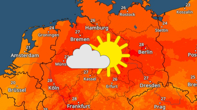 TemperaturRadar für Dienstagnachmittag