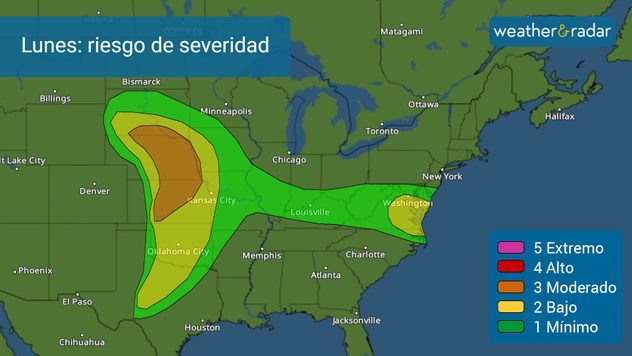 Riesgo de tormentas severas para el lunes. 