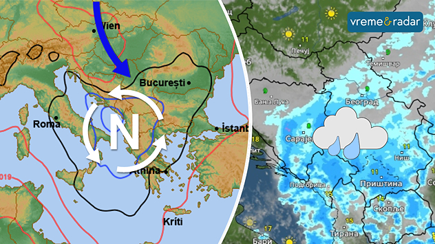 Ciklon i kiša u ponedeljak
