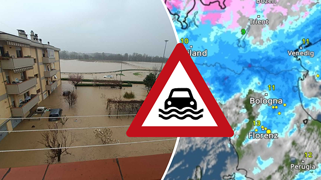 Toskanische Stadt Sesto Fiorentino unter Wasser