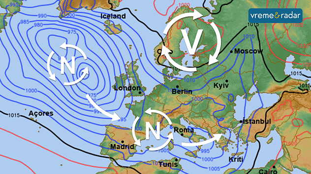 Cikloni i anticiklon u Evropi