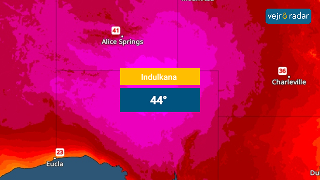 TemperaturRadaren viser 44 grader i den australske outback.
