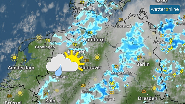 WetterRadar zeigt Schauer im Nordwesten