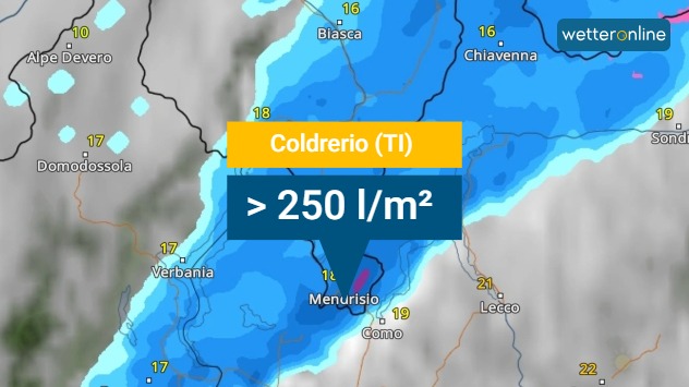 WetterRadar: Regen im Südtessin