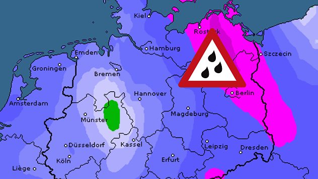 Warnung vor Starkregen im Nordosten