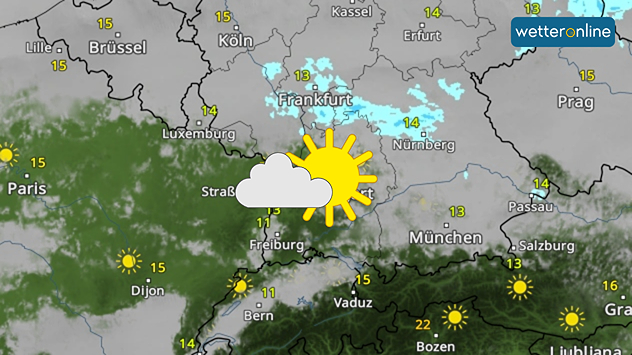 Das WetterRadar zeigt für Samstag im Südwesten Deutschlands einige sonnige Gebiete