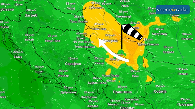 Košava početkom sedmice