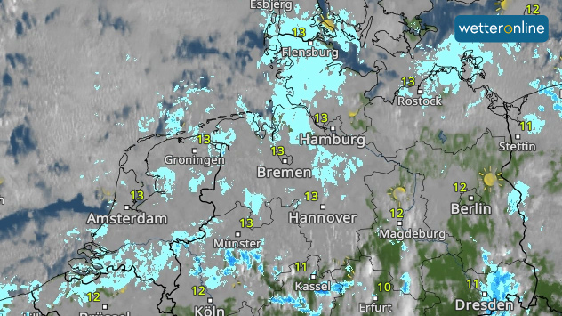 WetterRadar von 8 Uhr morgens. 