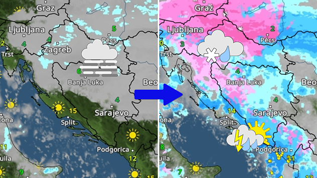 Oblaci i magla, bliže se kiša i snijeg