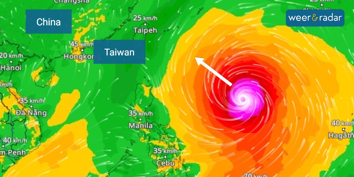 Supertyfoon Bavi bedreigt Taiwan – 1000 millimeter regen mogelijk