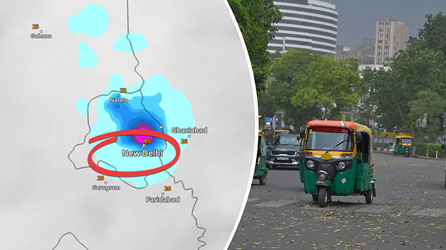 Showers in New Delhi on the RainRadar
