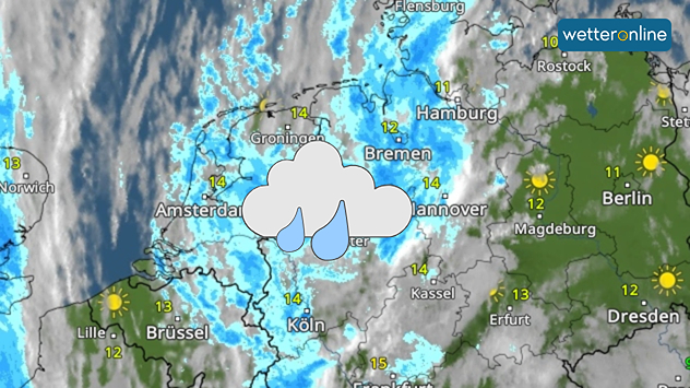 WetterRadar zeigt Regen im Westen und Nordwesten