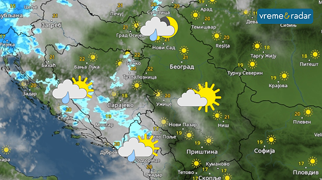 Sunce, oblaci i slaba kiša