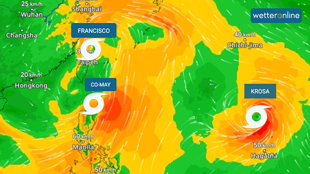 WindRadar Pazifik mit Tropenstürmen