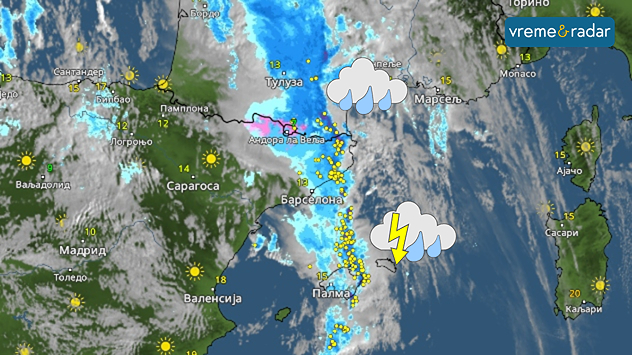 Jaka kiša i grmljavina na zapadu Mediterana