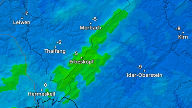 TemperaturRadar von Dienstagmorgen