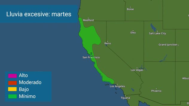 Algunas lluvias serán intensas el martes, pero la situación empeora el miércoles. 