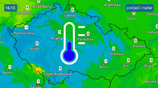 Maximální teploty v Česku v úterý 16. 12. Výši a rozložení teplot v Česku v současných dnech výrazně ovlivňuje teplotní inverze. Zatímco v nížinách zůstávaly úterní maximální teploty jen na hodnotách kolem nuly, na Šumavě jsme měřili i teploty kolem 12 °C!