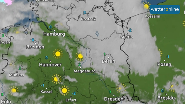 WetterRadar zeigt hochnebelartige Wolken im Osten